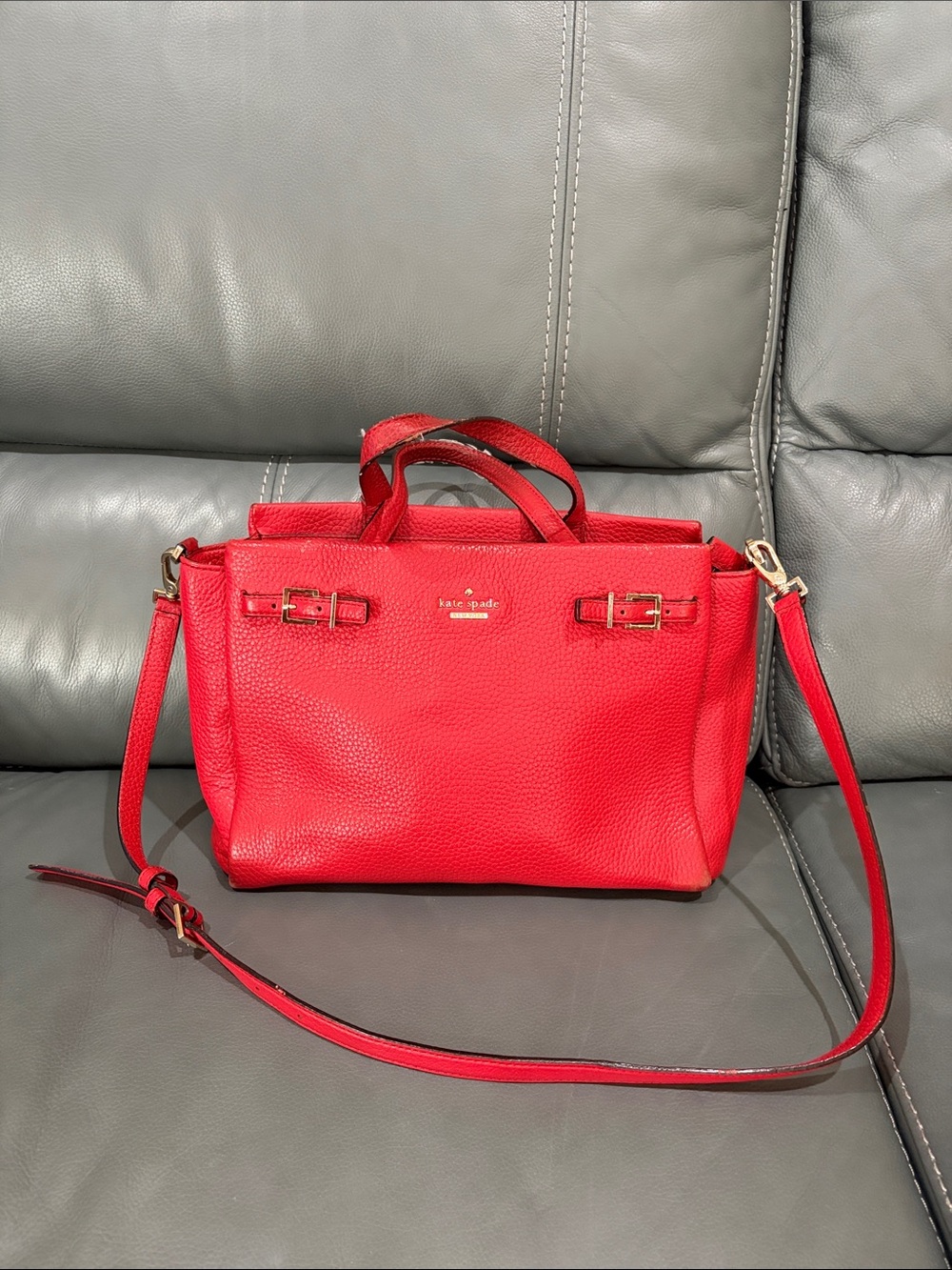 Kate Spade Red Pebbled Leather Satchel